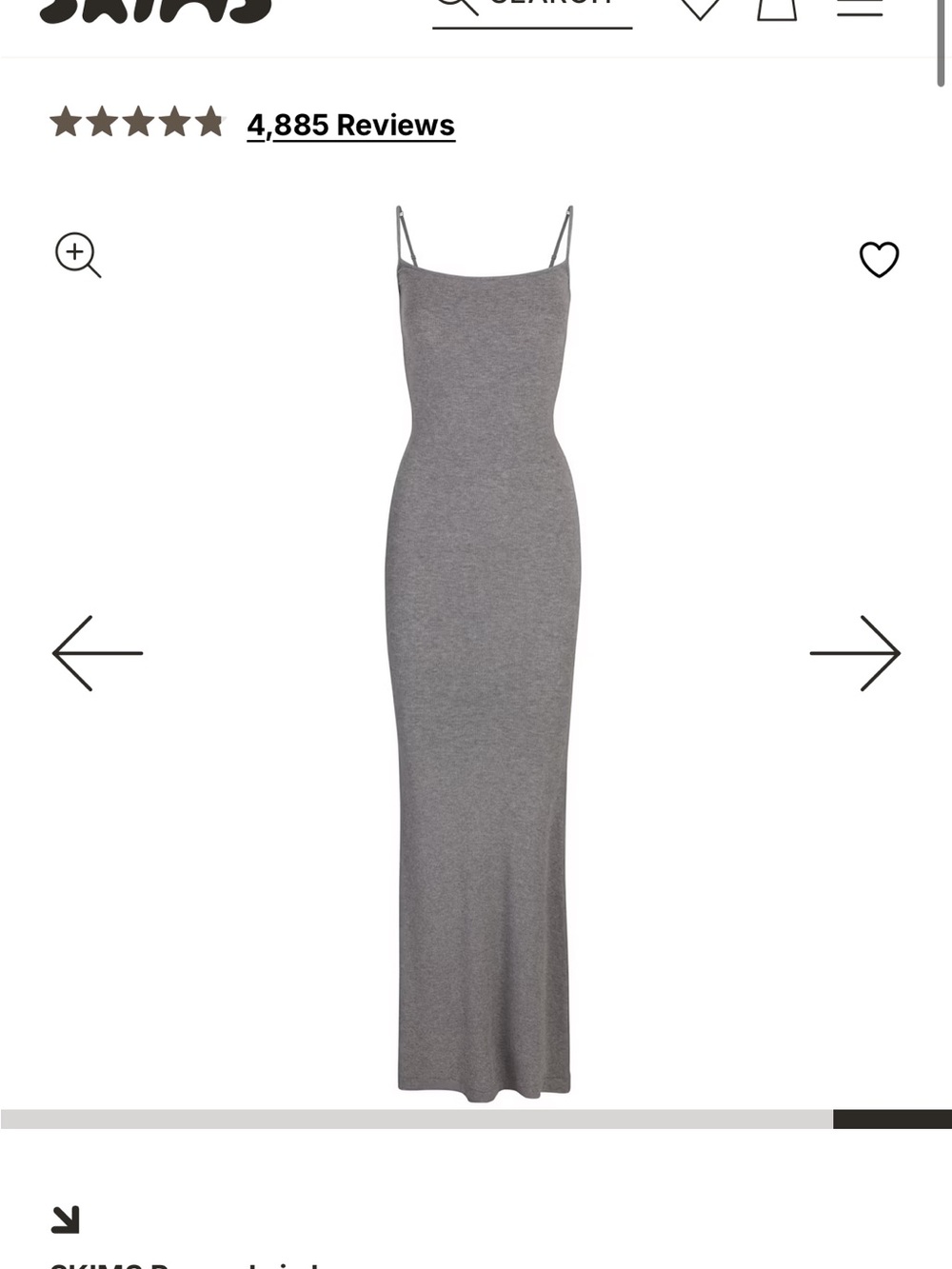 SKIMS Fits Everybody Heather Gray Long Slip Maxi Dress